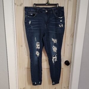 Judy Blue Women's Ripped Skinny Jeans in Dark Wash Blue Size 20 W